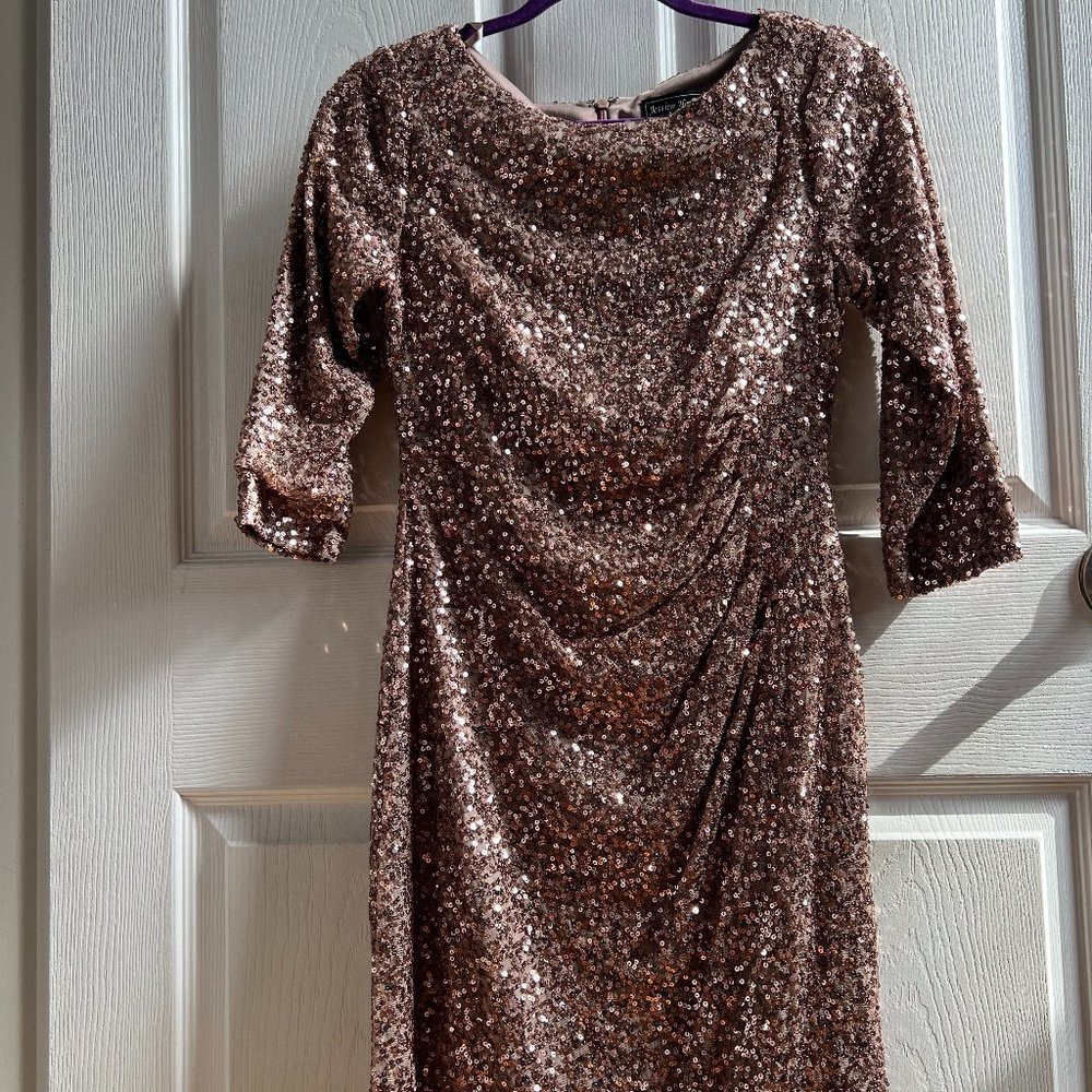 Champagne Gold Sequin Cocktail Prom Dress